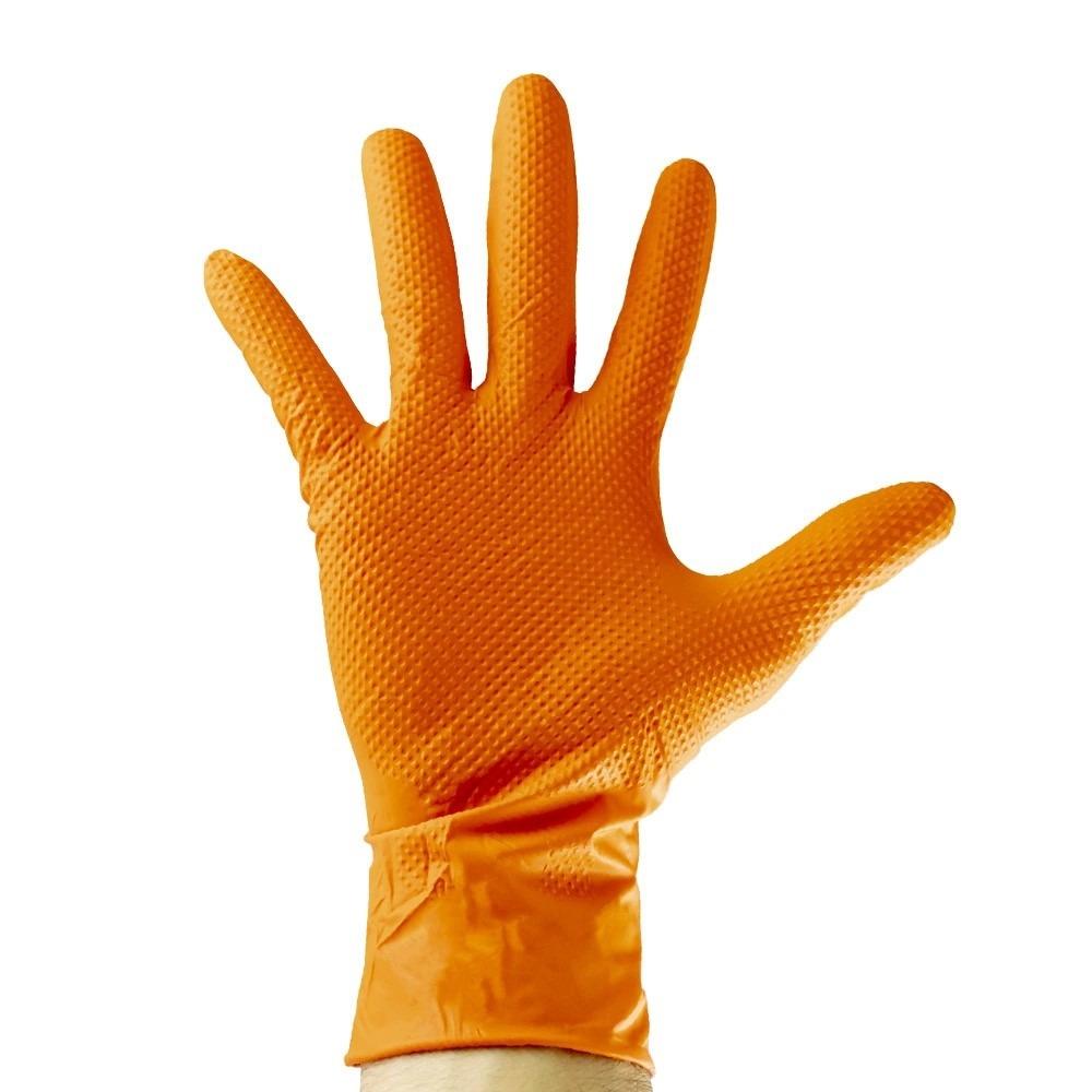 GUANTE NITRILO DIAMANTADO NARANJA SIN POLVO JBM CAJA 100