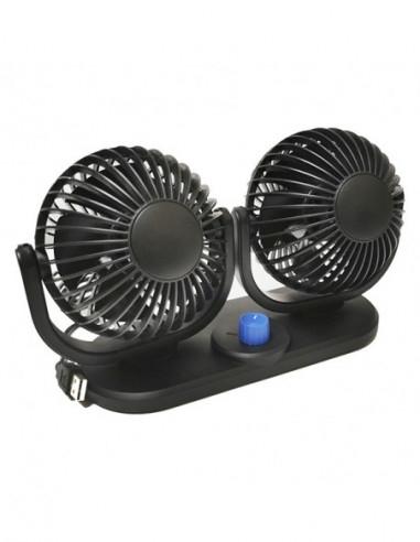 VENTILADOR DOBLE COCHE USB 12V 2 VELOCIDADES