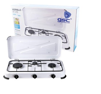 COCINA GAS 3 FUEGOS C/TAPA ESMALTADA BLANCA