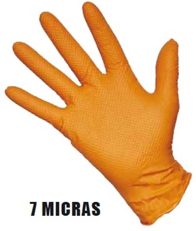 GUANTE DIAMANTADO NARANJA 7 MICRAS S 50UDS