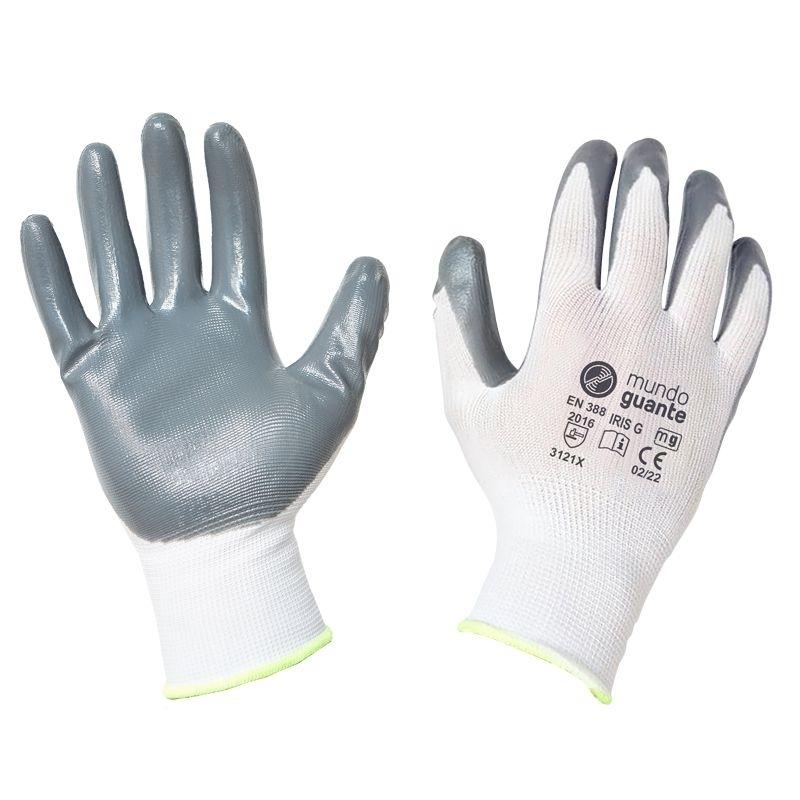 GUANTE POLIESTER PALMA NITRILO BLANCO MODELO IRIS