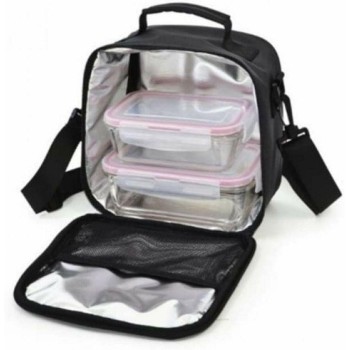 BOLSA LUNCHBAG BASIC NEGRA 2 HERMETICOS CRISTAL