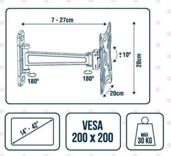 SOPORTE TV 1 BRAZO 14"-42" 200X200 KYLATE