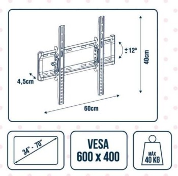 SOPORTE TV INCLINABLE 34"-70" 600X400 KYLATE