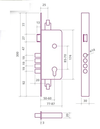 CERRADURA EZCURRA EMBUTIR 703B-424P