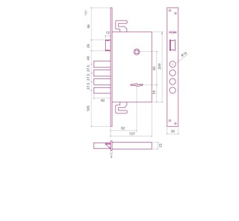 CERRADURA EZCURRA EMBUTIR 843-B BARRAS