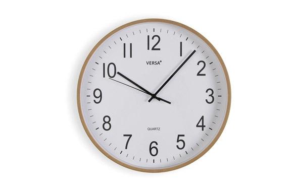 RELOJ COCINA PARED ESFERA MADERA CLARA 30CM