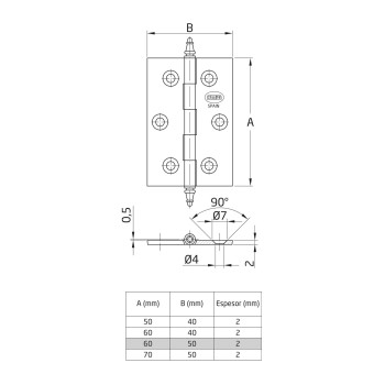 BISAGRA LATON 1003 AMIG CAJA 20