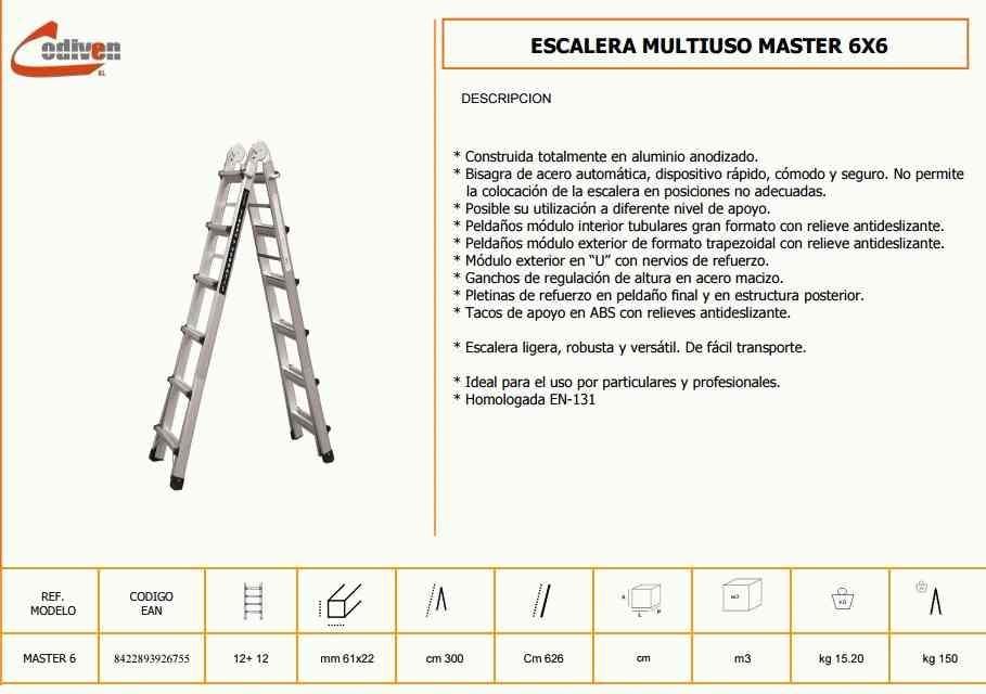 ESCALERA MULTIUSO ALUMINIO 12+12 PELDAÑOS