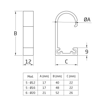 SOPORTE TUBO Nº 6 20 LATERAL