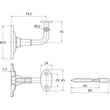 SOPORTE PASAMANOS 24 NEGRO EPOXY MATE