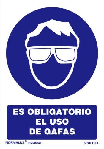 SEÑAL PVC OBLIGATORIO USO GAFAS 21X30