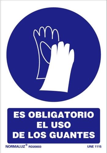 SEÑAL PVC OBLIGATORIO USO GUANTES 21X30