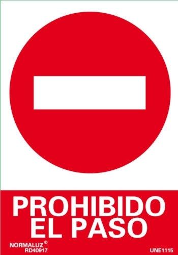 SEÑAL PVC PROHIBIDO EL PASO COCHES 21X30