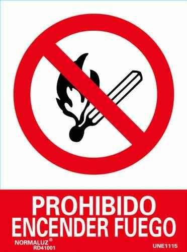 SEÑAL PVC PROHIBIDO ENCENDER FUEGO 21X30