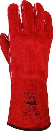 GUANTE SOLDADOR PIEL SERRAJE H408 WELDY ROJO