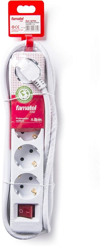 BASE MULTIPLE CON INTERRUPTOR Y CABLE 3X1,5MT FAMATEL