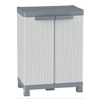 ARMARIO BAJO 2 PUERTAS RESINA WAVE GRIS 97X70X43CM