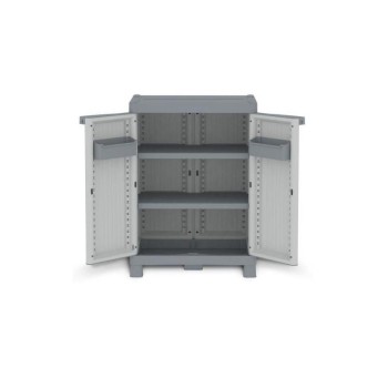 ARMARIO BAJO 2 PUERTAS RESINA WAVE GRIS 97X70X43CM