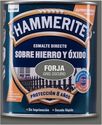 ESMALTE SOBRE HIERRO Y OXIDO FORJA 750ML NEGRO HAMMERITE