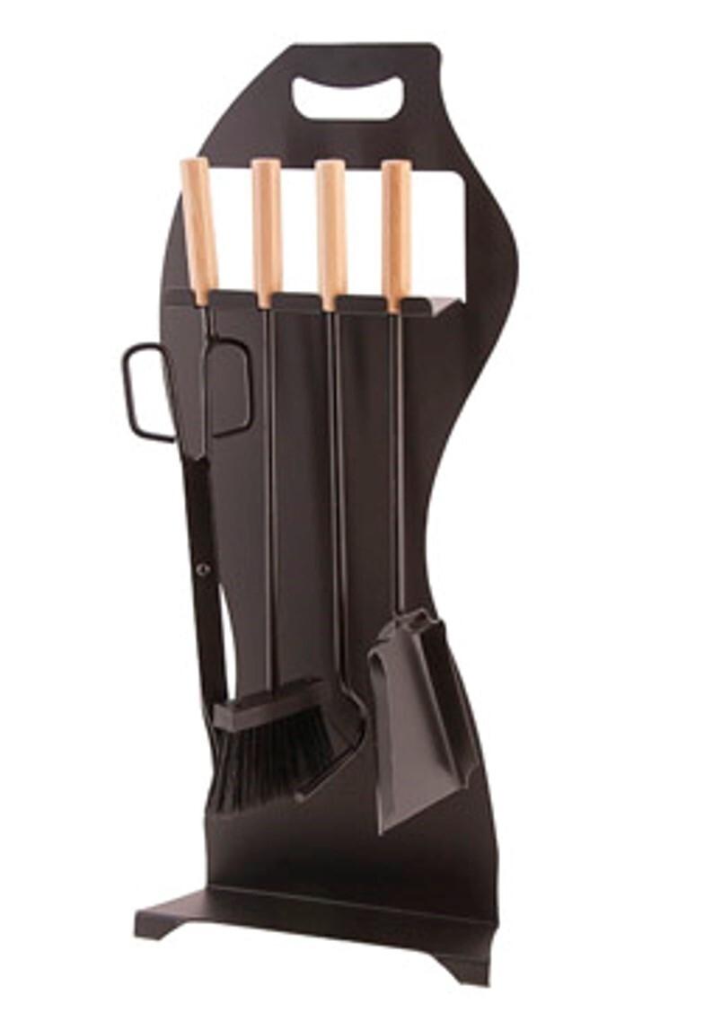 JUEGO CHIMENEA SUELO 66CM 4PIEZAS VOLUTA NEGRO