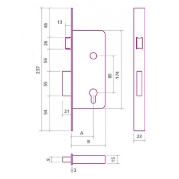 CERRADURA EZCURRA 720-40 SOLO CERRADURA CILINDRO PERA