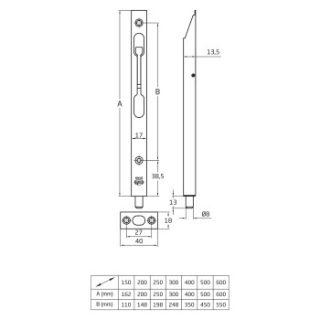 PASADOR 401-150 LATONADO EMBUTIR CAJA20