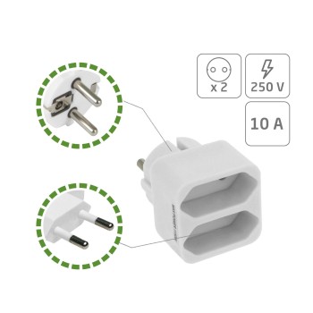 ADAPTADOR DOBLE AMIG PLANA CAJA 10