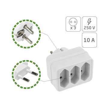 ADAPTADOR TRIPLE AMIG PLANA CAJA 10